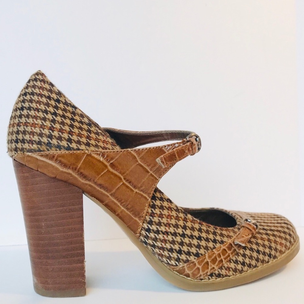 Marc Fisher Crocodile Trimmed Tweed Heels